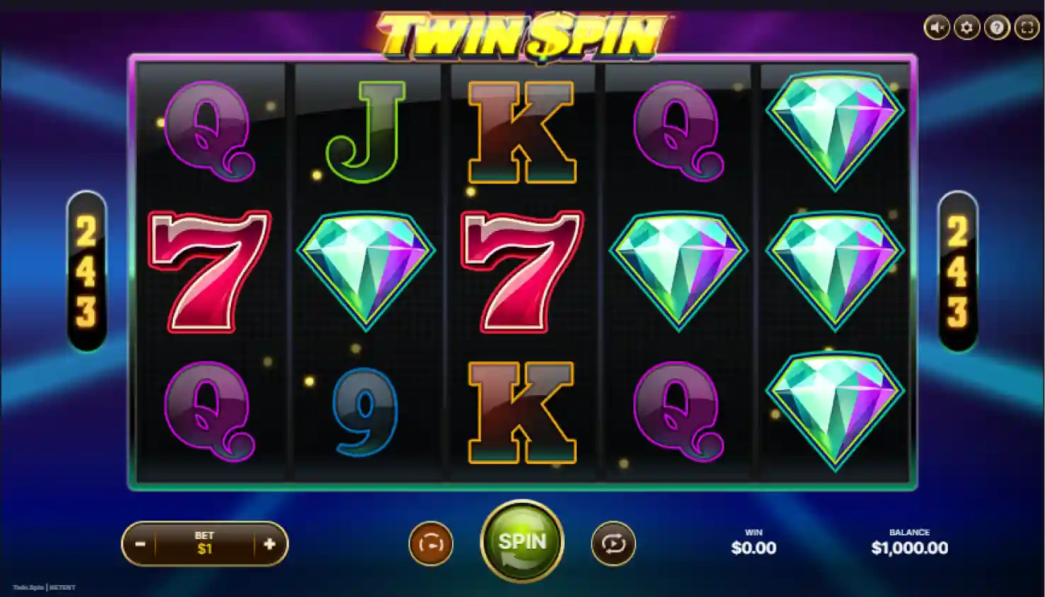 win Spin slot logo with classic fruit theme and NetEnt