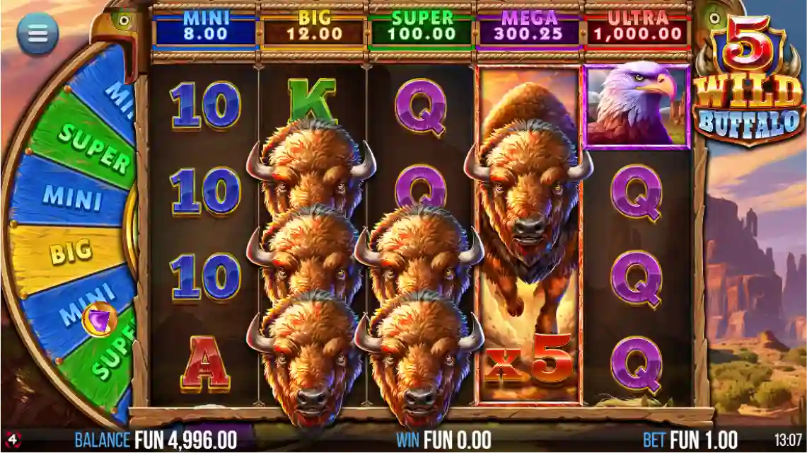 Wild Buffalo slot gameplay with expanding wilds and bonus features