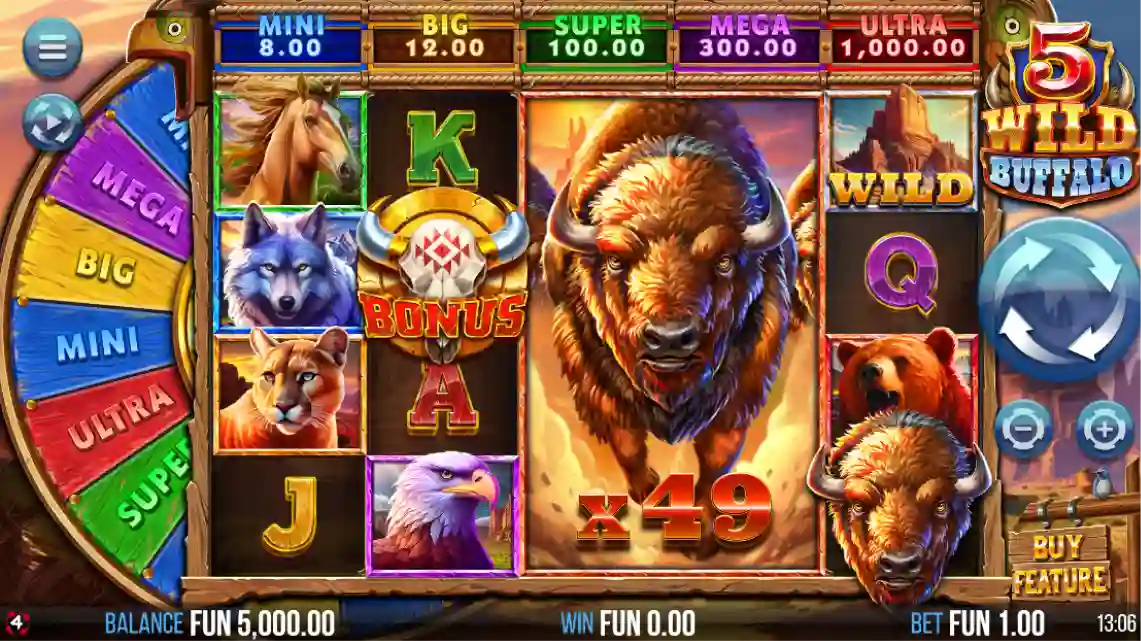 Wild Buffalo slot logo with American wildlife theme and buffalo symbol