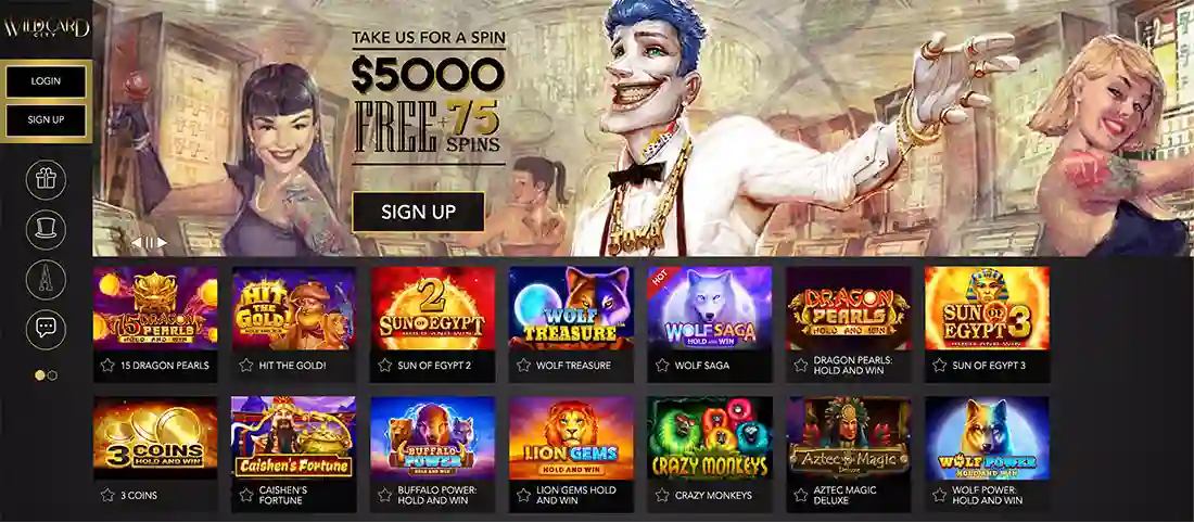 Winward Casino homepage with pokies and welcome bonus offers for players